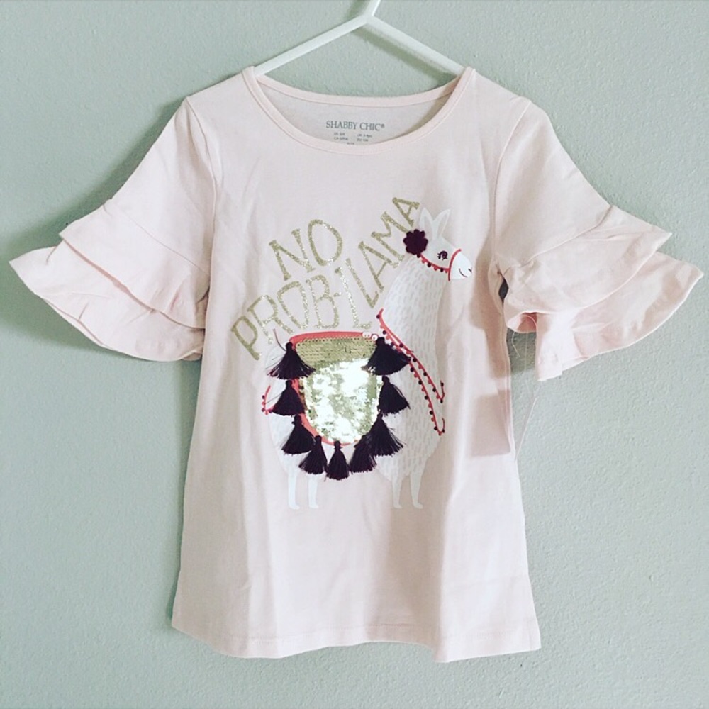 Shabby Chic No Prob llama Girl Sequin top Sz 4, 6X